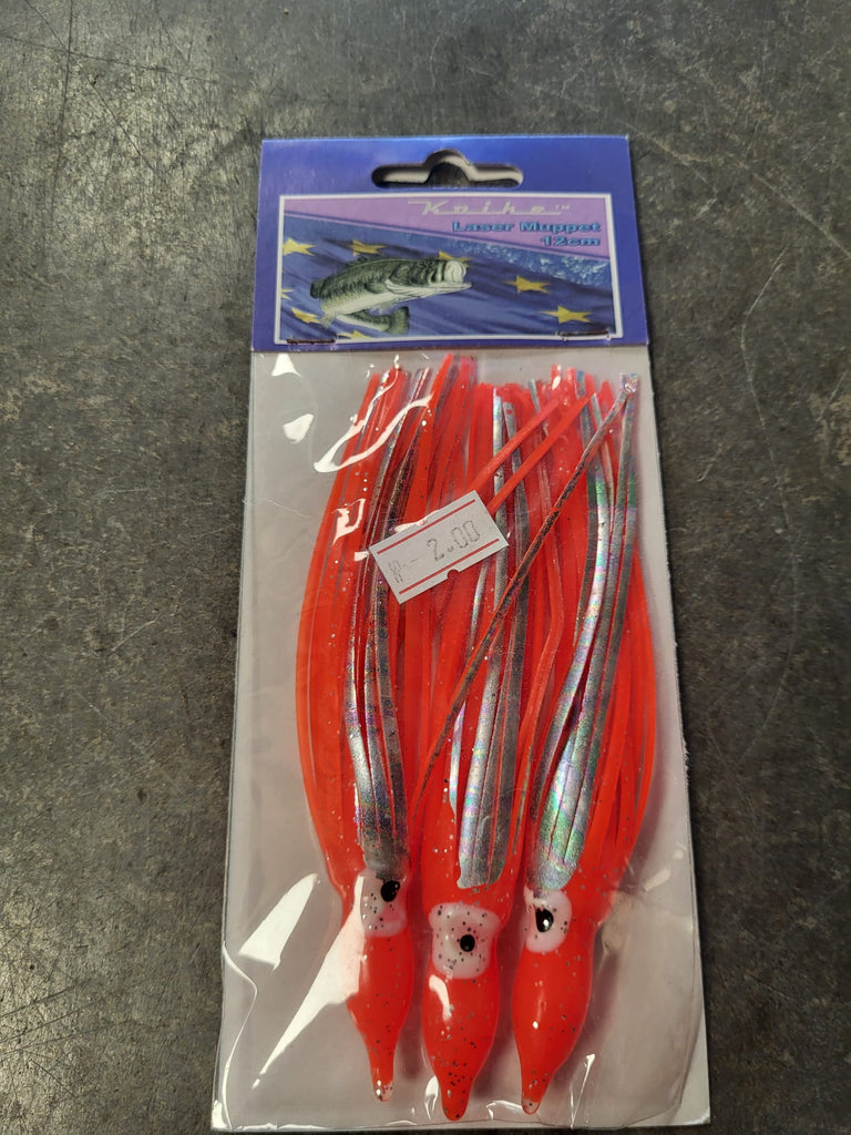 Red Muppets – 12cm Soft Squid Lures (4‑Pack)
