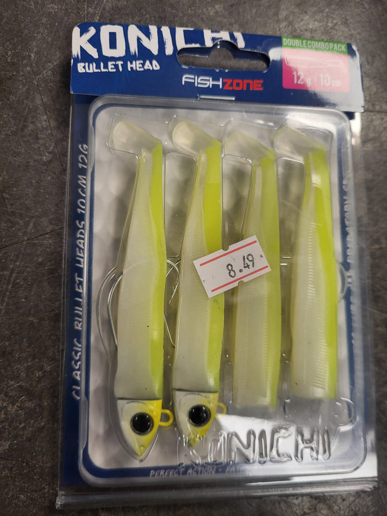 Fishzone Classic Bullet Heads – 10cm 12g (4‑Pack Soft Lures)