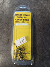 Load image into Gallery viewer, Smart Point Treble Hooks – Size 6 (10‑Pack)