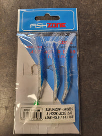 Fishzone Blue Shadow – Feather Rig for Mackerel & Bass (3‑Hook, Size 2/0, 40 lb)