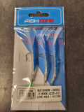 Fishzone Blue Shadow – Feather Rig for Mackerel & Bass (3‑Hook, Size 2/0, 40 lb)