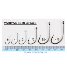 Load image into Gallery viewer, Varivas Semi Circle Fishing Hooks – Lip Hooking Match Pattern